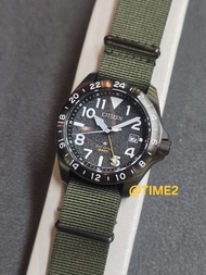 優惠價 歡迎查問 Citizen 星辰 Promaster Land GMT 兩地時間 BJ7155-05X 深綠色面 Eco Drive 光動能 防反射塗層 藍寶石玻璃錶面