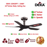 Deka Baby Fan Deka CONCEPT 1 BABY (Magnesium) 42 inch 5 Blades DC Motor Ceiling Fan with Remote Control - 14 Speeds (7 Forward + 7 Reverse)