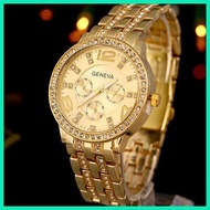 ◪ ☍ Luxury Style Fashion Women Gold Rhinestone Wrist Watches Geneva Elegant Quartz Bracelet Watch