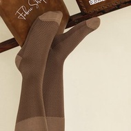 高筒紳士襪 義大利產80支精梳絲光棉 棕色人字紋 (特別版)