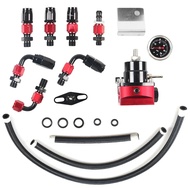 Engine Parts Universal Adjustable Fuel Pressure Regulator Guage Kit Oil Line 100PSI Fpr AN6 Oil Hose