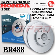 Honda Accord SDA Civic SNA CRV S9A Stream SMA 1.8 BR-V Bendix Genuine Front Disc Rotor BR488
