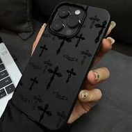 Luxury Black Gothic Style Fashion Phone Case Gothic Cross Premium Crosshatch Texture Phone Case Comp