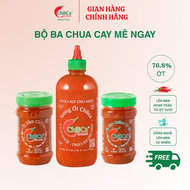 Bộ 3 Chua Cay Mê Ngay: Tương ớt lên men 712g - Ớt bằm lên men 212g - Ớt bằm tỏi lên men 212g - Ớt Tư