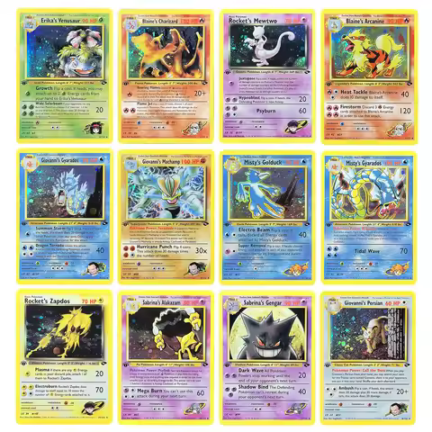PTCG Proxy Cards Gym Challenge Rocket’s Mewtwo Blaine’s Charizard Erika’s Venusaur Rocket’s Zapdos G
