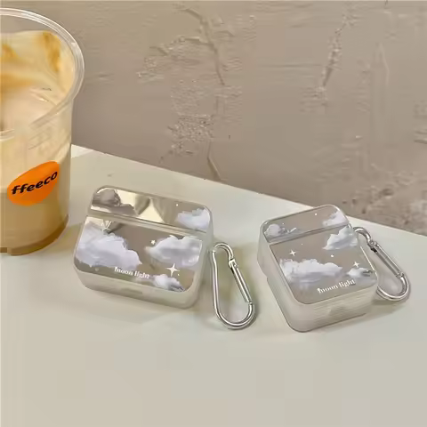 Ins Mirror Face Cloud AirPods Pro Earphone Protective Case For Apple Aripods 1/2/3 Generation Wirele