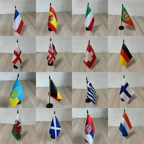 14x21cm Office Desk Flag of all European Flag polyester Ornaments Flags The European flag of the wor