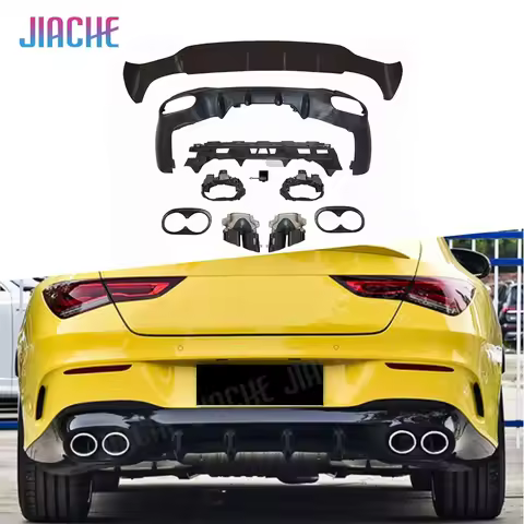 PP Car Rear Diffuser Bumper Lip Spoiler With Exhaust for Mercedes Benz W118 C118 CLA180 CLA200 CLA25