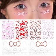 3D Shiny Diamond Bowknot Face Sticker - Self-Adhesive, Waterproof, Temporary - Y2k Rhinestone Ribbon