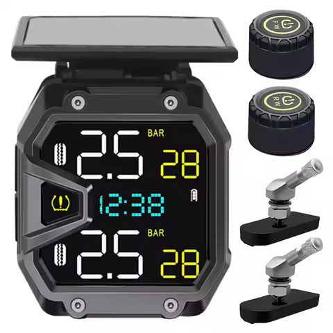 400mAh Motorcycle Tire Pressure Monitor Solar Power IP67 Waterproof QC3.0 For BC1.2/Apple/Samsung Pr
