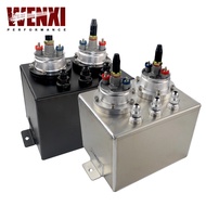 3L Dual Billet Aluminum Fuel Surge Tank / Surge Tank With 2Pcs 044 Fuel Pump Silver /Black WX-TK8404