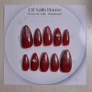 Fake Nails/Fake Nails/Press On Nails/Handmade - Red Diamond