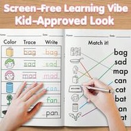 Phonics Word Practice Workbook For Kids – Interactive English Learning Book With Tracing, Matching, 