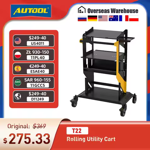 AUTOOL 3X Tier Rolling Tool Cart Tiered Storage 661 LBS Capacity Heavy Duty Utility Mechanic Cart To