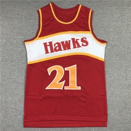 Men's Basketball Jersey, Embroidered with Number 21 and Red Black Falcon Patterns.