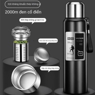 Thermos bottle, capacity 2000ml/1500ml, 316 stainless steel material keeps heat for 6-12 hours