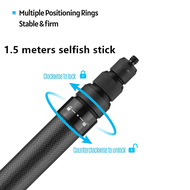 1.5M/4.9ft คาร์บอนไฟเบอร์ Selfie Stick ปรับเสาต่อขยายพร้อมสกรู1/4นิ้วสำหรับ Insta 360X3/One X/ One X2/ One/Gopro/One R/RS