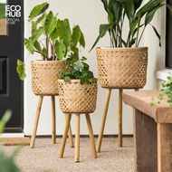 Giỏ tre trồng cây ECOHUB Bằng tre tự nhiên 3 Size decor trang trí chụp ảnh trưng bày sang trọng (chậ
