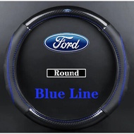 Ford Car Steering Wheel Cover Leather Carbon Fiber 38cm for FORD TERRITORY Fiesta Ranger Ecosport Ev