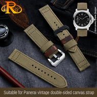 2024 original C-5Double-sided canvas Watchband For Panerai ZENITH fossil Breitling Men's Retro Watch strap Cowhide bottom Thickens bracelet  24mm