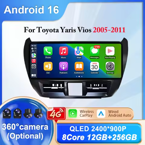 12.3 inch Screen Carplay Android For Toyota Yaris Vios 2005-2011 Car Radio Stereo Multimedia Player 