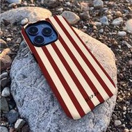1pc Burgundy Striped Print Design Phone 17 Pro Max Case, Fits 16 Pro Max, 15 Pro Max, 14 Pro Max, Ko