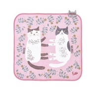 Kusuguru Japan紗布絨手帕毛巾 日本眼鏡貓Nagonago-san系列-粉色