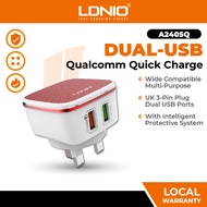 LDNIO A2405Q 2 USB Output Quick Charge 3.0 Technology Auto ID USB Charger (4.2A)