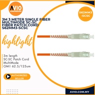 Multimode Multi Mode SC to SC SC-SC Fiber 3M 3 Meter Patch Cord Cable OM1 62.5/125um S62MM3-SCSC