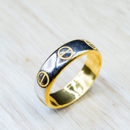 ⭐ แหวนทองปลอกมีดรุ้งเลเซอร์ชุบสี  น้ำหนักหนึ่งสลึง