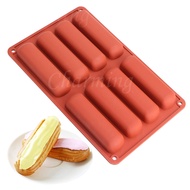 ❉ 8 Cavity Cake Tools Silicone Shapes Finger Orange Non Stick Eclair 8 Forms Cylinder Silicone Ice Cube Tray Jelly Chocolate Mold