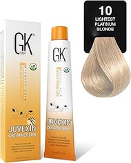 GK HAIR Color Cream 10.0 Lightest Platinum Blonde – 100% Grey Coverage | Semi, Demi or Permanent Res
