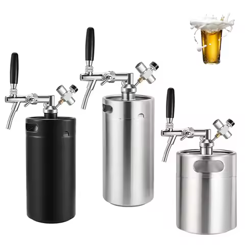 3.6L /5L Mini Keg Growler Kit, 0-60 PSI Co2 Regulator & Flow Control Beer Tap Dispenser,Carbonation 