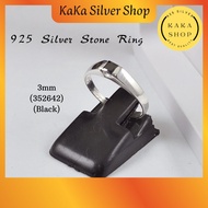 925 Silver 3mm CZ Black Stone Ring For Women | Perempuan Cincin Batu CZ Hitam Perak 925 |