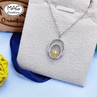 黃鑽系列 | 18K白金鑽石橢圓吊墜頸鏈