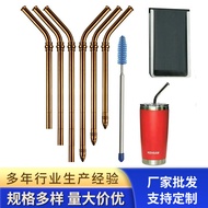 AT-🌞Stainless Steel Combination Straight Bent Straw304Metal Telescopic Straw Beverage Anti-Scratch Tongue Anti-Scratch S