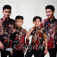 MERAH KEMEJA Couple Batik Father And Son // Batik Shirt For Adult Men And Boys With Red Sangkuriang Motif Size M L XL XXL