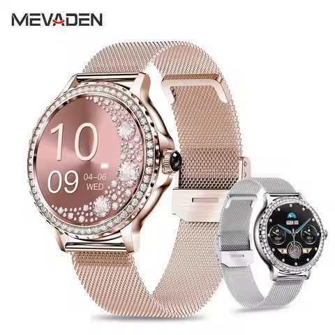 MEVADEN Rosegold Smart Watch For Lady Bluetooth Call 100+Sports Mode Fitness Women Smartwatch DIY Di