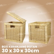 Rattan Box Basket 30x30x30