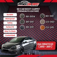 Kia Cerato K3 ( 2013 - 2017 ) Vip 6D Car Boot Carpet PU Leather Boot Tray Cargo Mat Trunk Carpet Kar