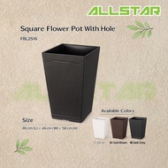FELTON 46cm Square Flower Pot With Hole - White/Dark Brown/Dark Grey Color FBL 2516