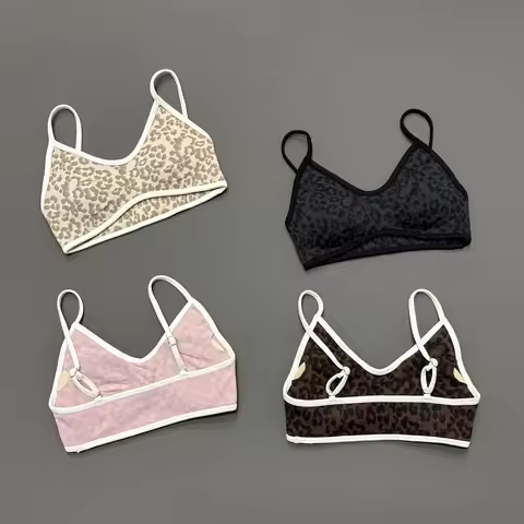 Women Leopard Print Sports Bra Wirefree Breathable Soft Comfortable Top High Support Push Up Gym Wor