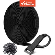 Adjustable fastener cable straps with 24 buckles, cut-to-length, reusable securing straps, hook and 