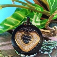 Premium Kalung Kesehata Aura Heart Black Crystal MCI MGI ORIGINAL