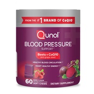 Qunol Beets Chews for Blood Pressure Support, 3 in 1 Beets + CoQ10 + Grape Seed Extract, Supports He