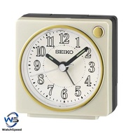 Seiko Clock QHE197W QHE197 Beige Analog Quartz Quiet Sweep Silent Snooze Alarm Clock