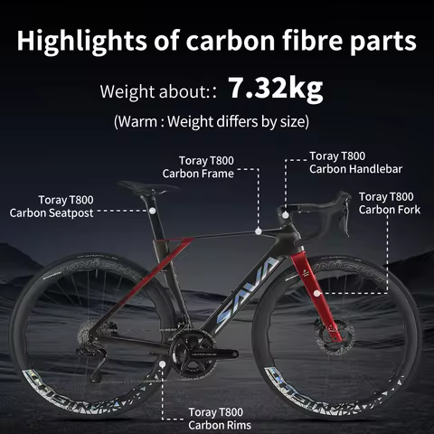 SAVA CRN R9 Full Carbon Fiber Electronic Shift Road Bike Ultra-lightweight 7.3kg Equipped with SHIMA