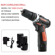COD Bor Cas Murah 2 baterai promo/ bor cordless 12v/bor batre/mesin bor cas/cordless drill/bor batre