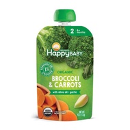 HAPPY FAMILY Happy Family Happy Baby Organic Broccoli &amp; Carrots with Olive Oil + Garlic, 113 g.
