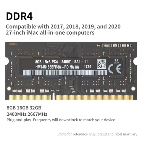 DDR4 SO-DIMM RAM 2400MHz 2667MHz, 8GB 16GB 32GB, Compatible with 27" iMac 2017-2020 & Laptop